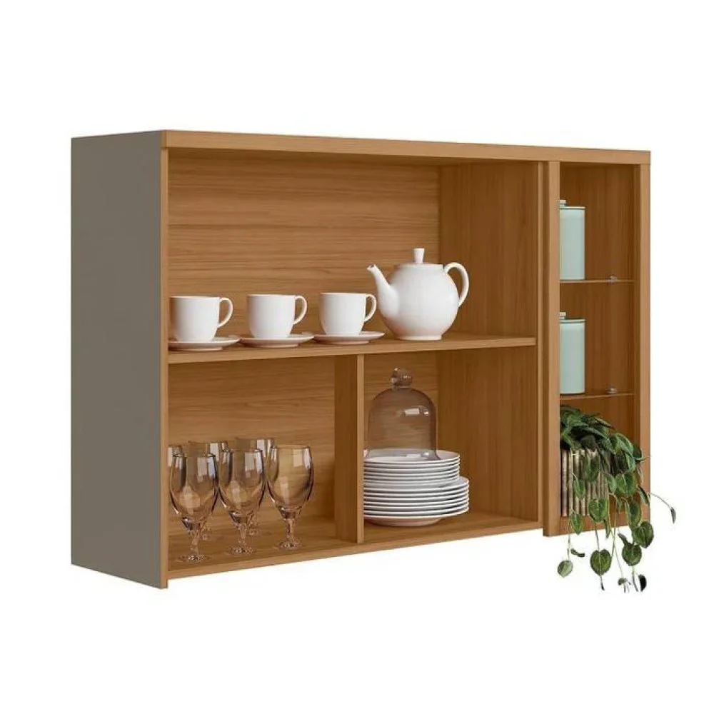 Armário Aéreo 120cm c/ 2 portas Allure - Jequitibá/Gris Fosco