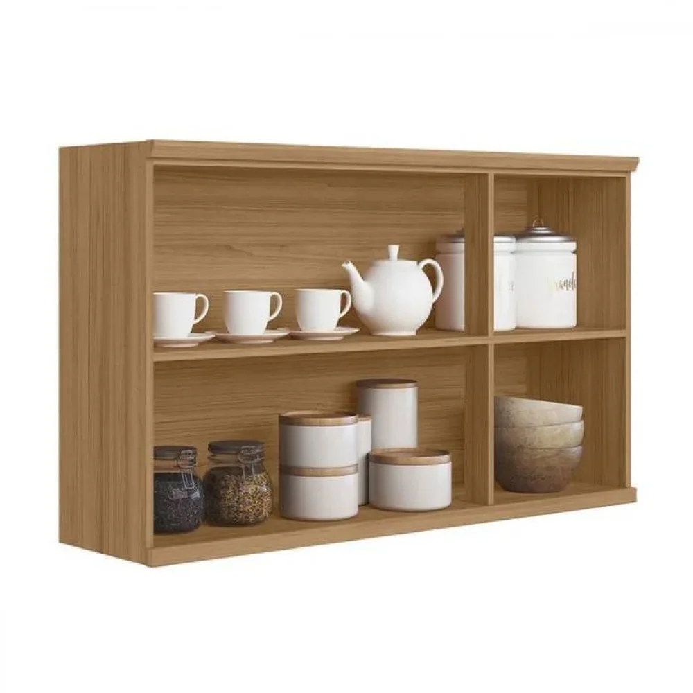 Armário Aéreo 120cm c/ 3 portas Selene - Jequitiba/Off White Fosco