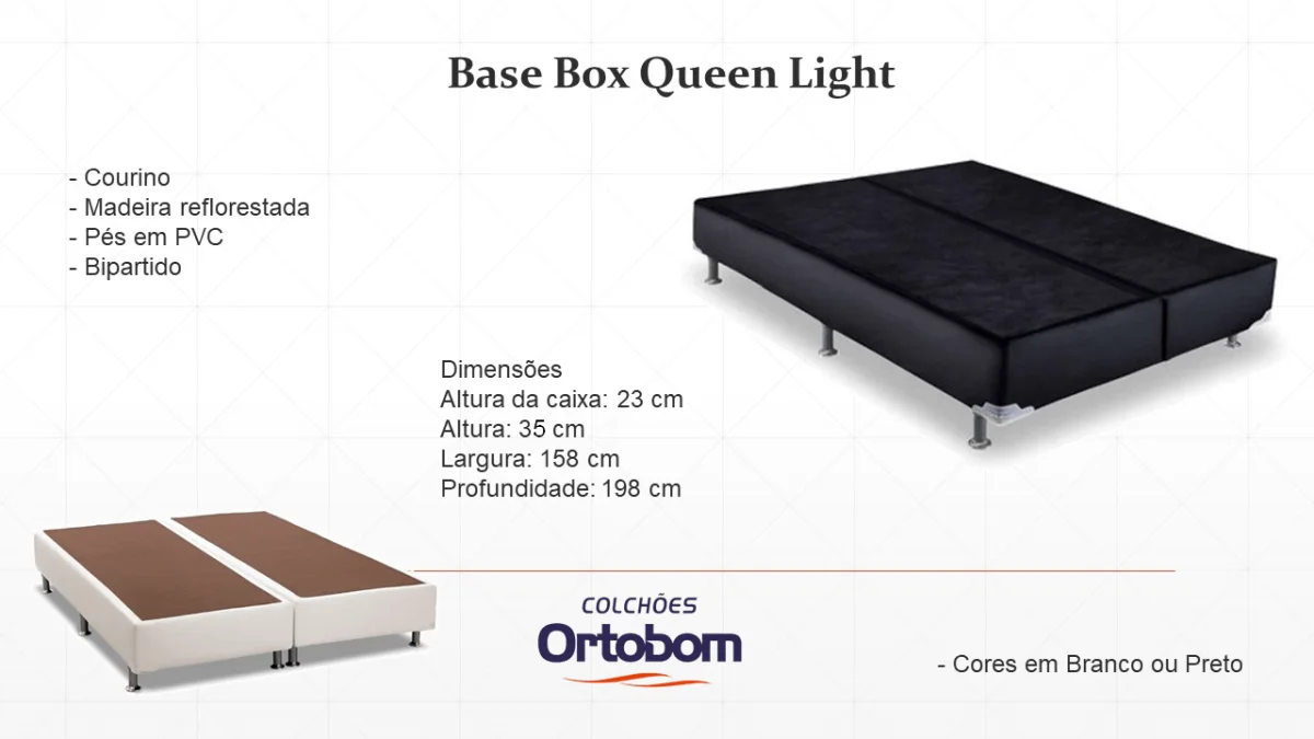 Box Bipartido Light Queen 158X198X24 – Ortobom - Preto
