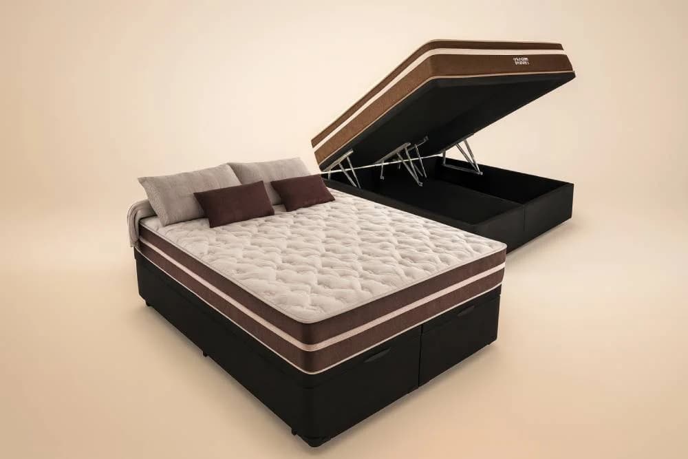 Cama Box Baú Queen + Colchão Anjos Classic Superlastic Queen- Preto