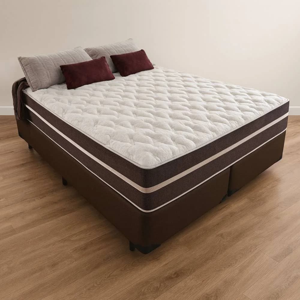 Cama Box Queen + Colchão De Molas – Anjos – Classic Superlastic 158cm- Marrom