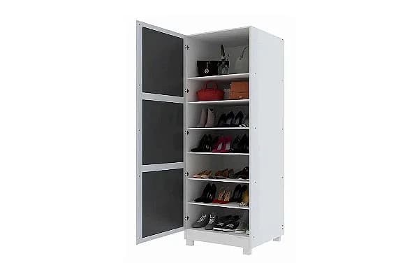 Sapateira Gold c/ 1 Porta Espelhada 6 Prateleiras - Branco