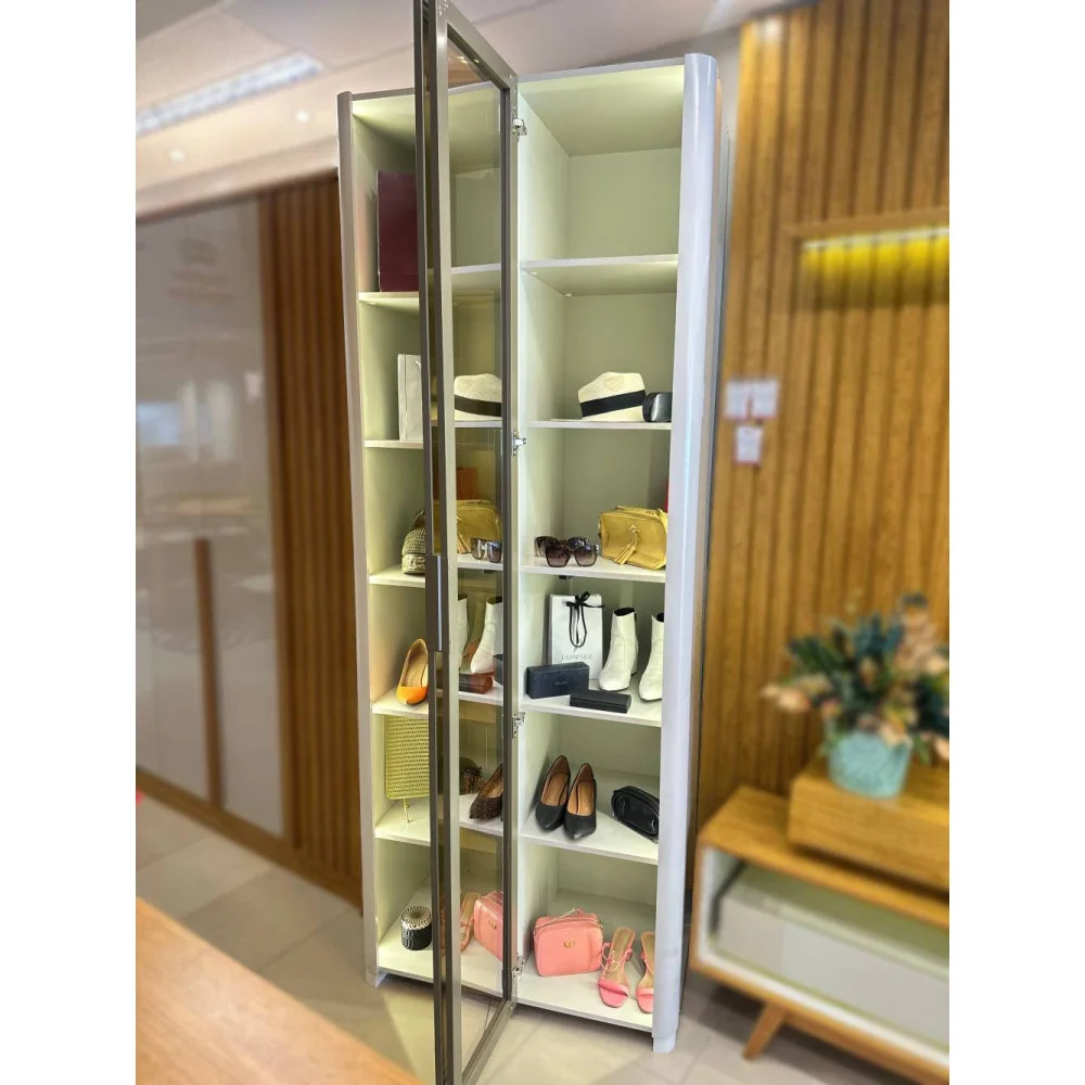 Sapateira Innova Com 2 portas Reflecta Com Pés Com Led Innova - Off White
