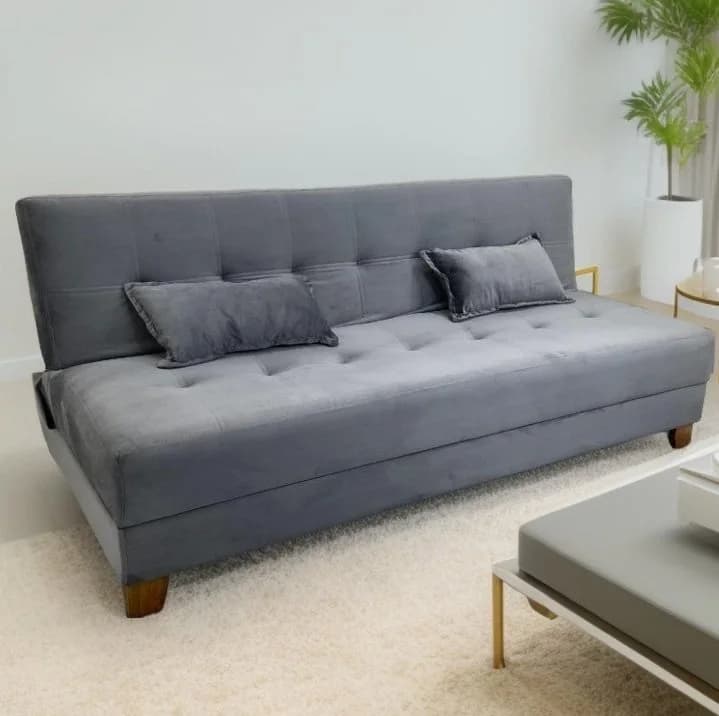 Sofá Cama 3 Lugares Arpoador - Innove Estofados - Veludo - Cinza