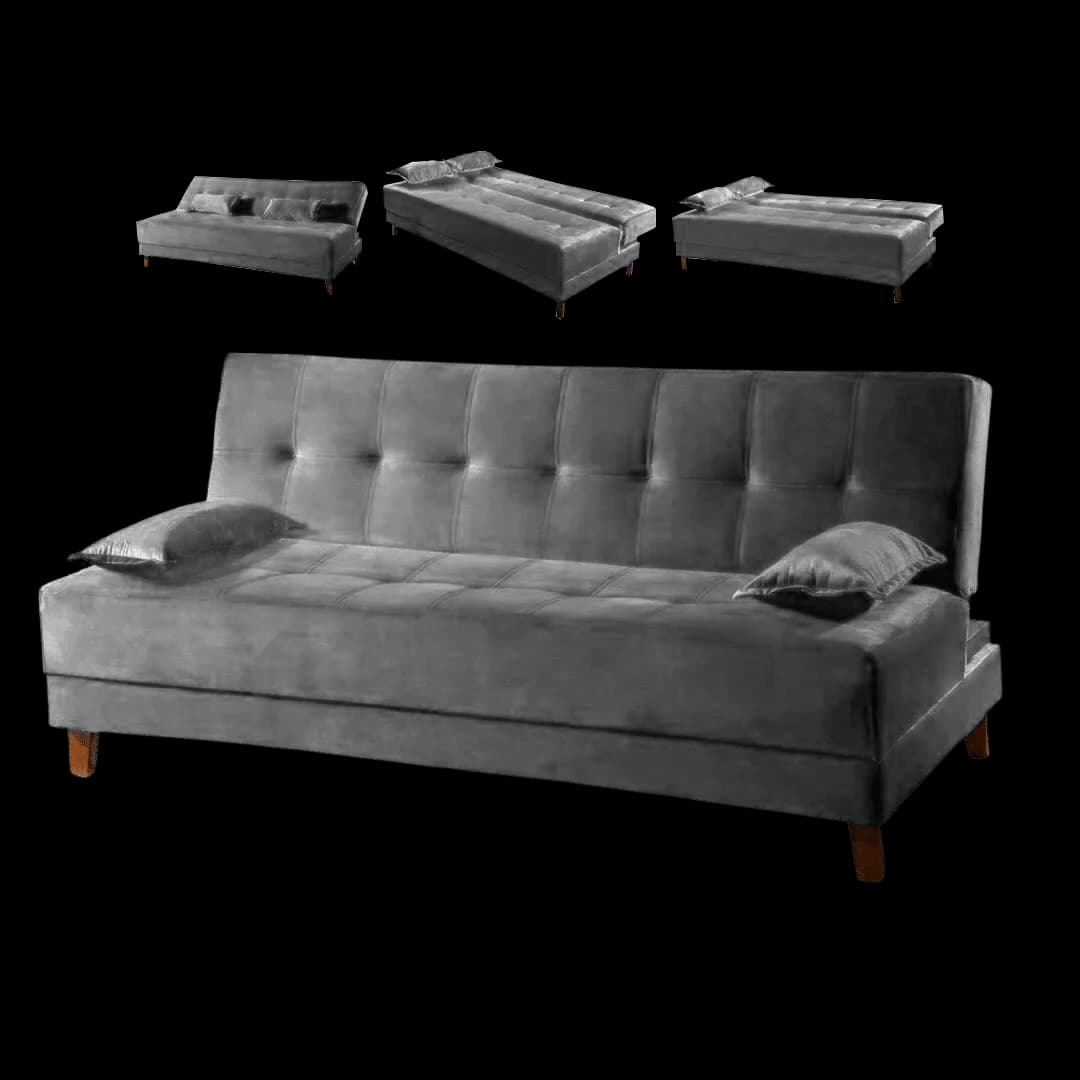 Sofá Cama 3 Lugares Arpoador - Innove Estofados - Veludo - Cinza
