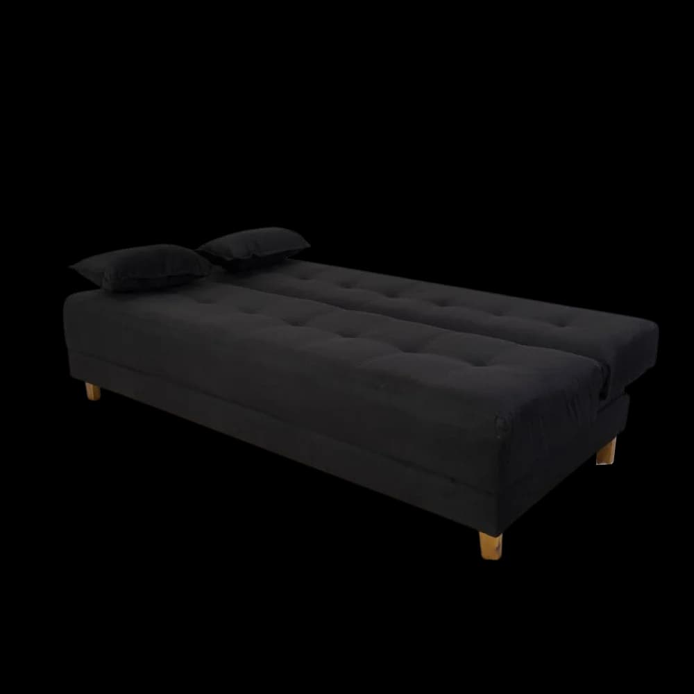 Sofá Cama 3 Lugares Arpoador - Innove Estofados - Veludo - Preto