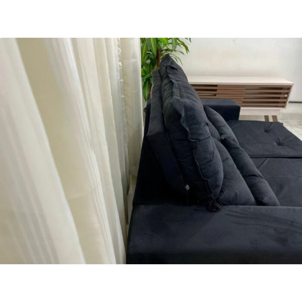 Sofá Retrátil e Reclinável 3 Lugares Beatriz – Preto