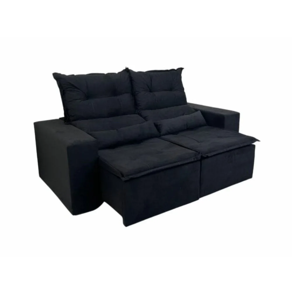 Sofá Retrátil e Reclinável 3 Lugares Beatriz – Preto