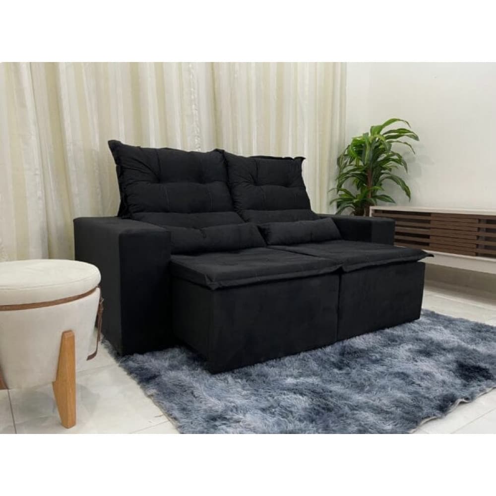 Sofá Retrátil e Reclinável 3 Lugares Beatriz – Preto - imagem 1