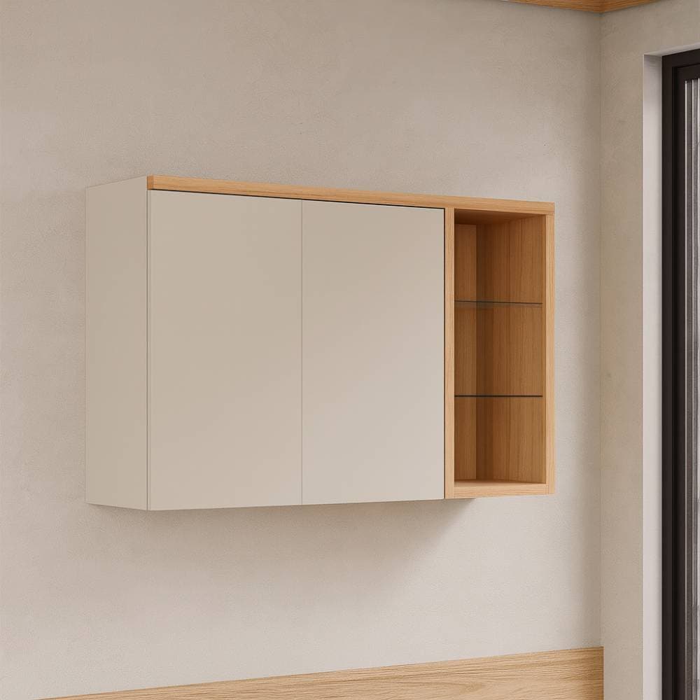 Armário Aéreo 120cm c/ 2 portas Allure - Jequitibá/Gris Fosco - imagem 1