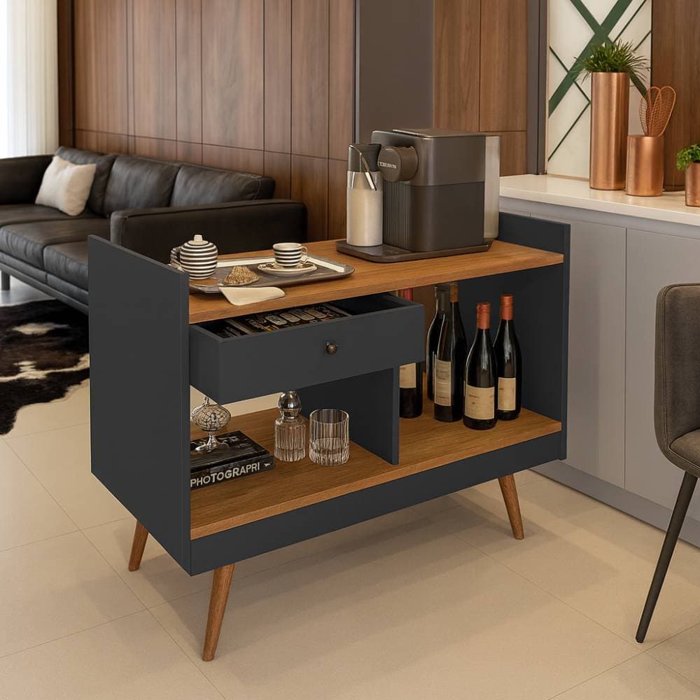 Aparador Buffet JB 4064 c/ Pés Palito - Jb Bechara - Preto/Nature - imagem 1
