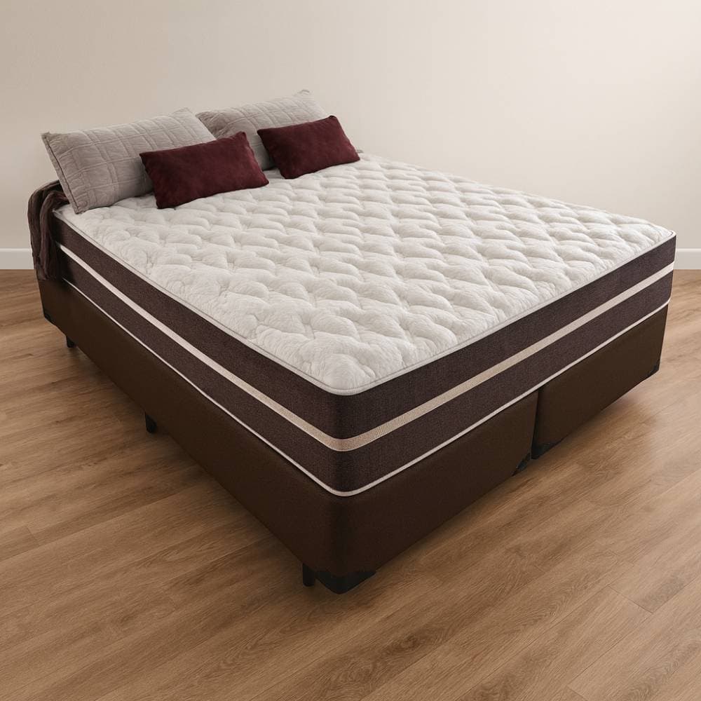 Cama Box Queen + Colchão De Molas – Anjos – Classic Superlastic 158cm- Marrom - imagem 1