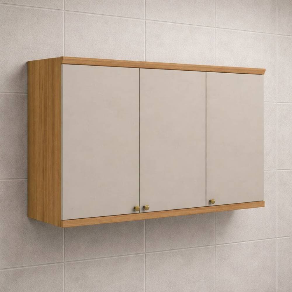 Armário Aéreo 120cm c/ 3 portas Selene - Jequitiba/Off White Fosco - imagem 1