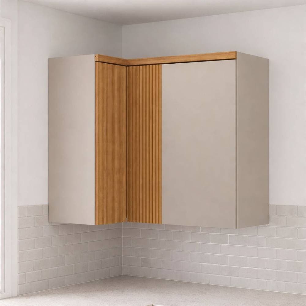 Armário Aéreo Canto Superior Allure - Jequitibá/Gris Fosco - imagem 1